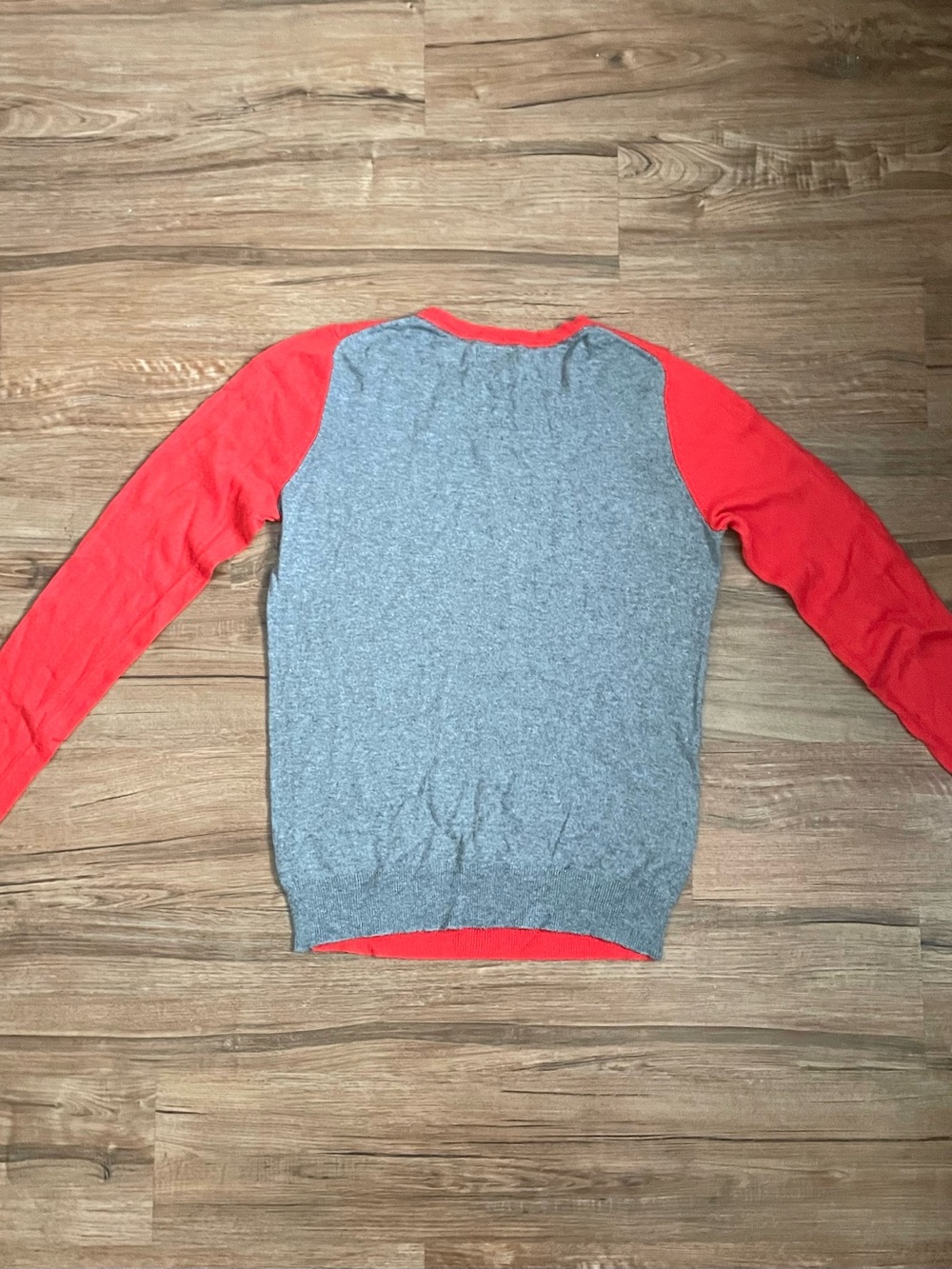 jcpenney Bright Coral Cashmere Blend Crewneck Sweater with Gray Trim Size M - Picture 4 of 6